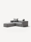 NOMAD - 2 Seater with Pouf - Brushed Cotton Light Gray