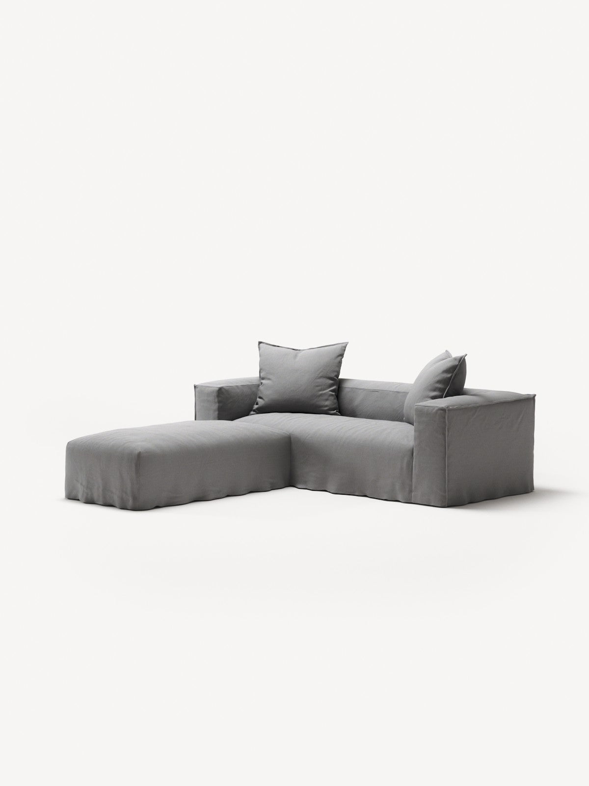 NOMAD - 2 Seater with Pouf - Brushed Cotton Light Gray