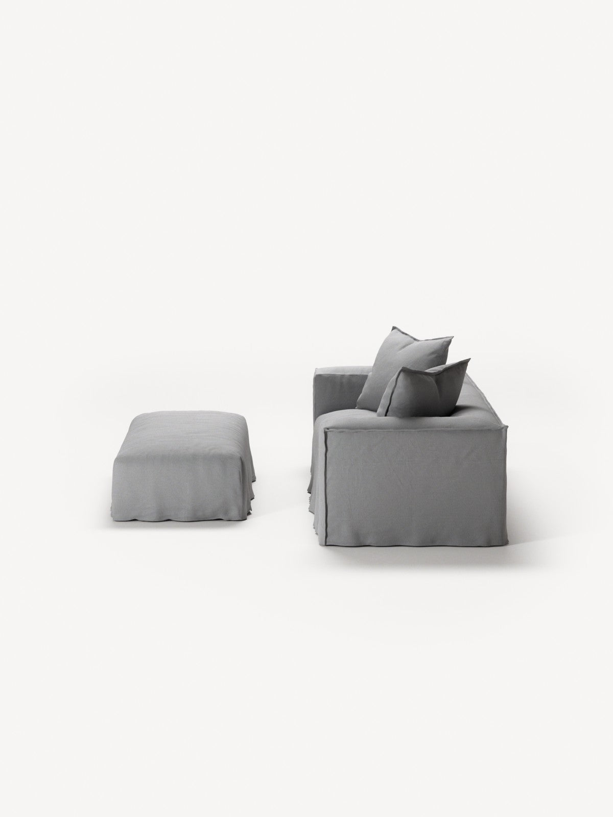 NOMAD - 2 Seater with Pouf - Brushed Cotton Light Gray