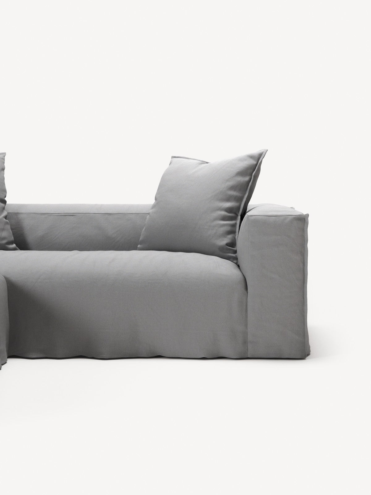 NOMAD - 2 Seater with Pouf - Brushed Cotton Light Gray