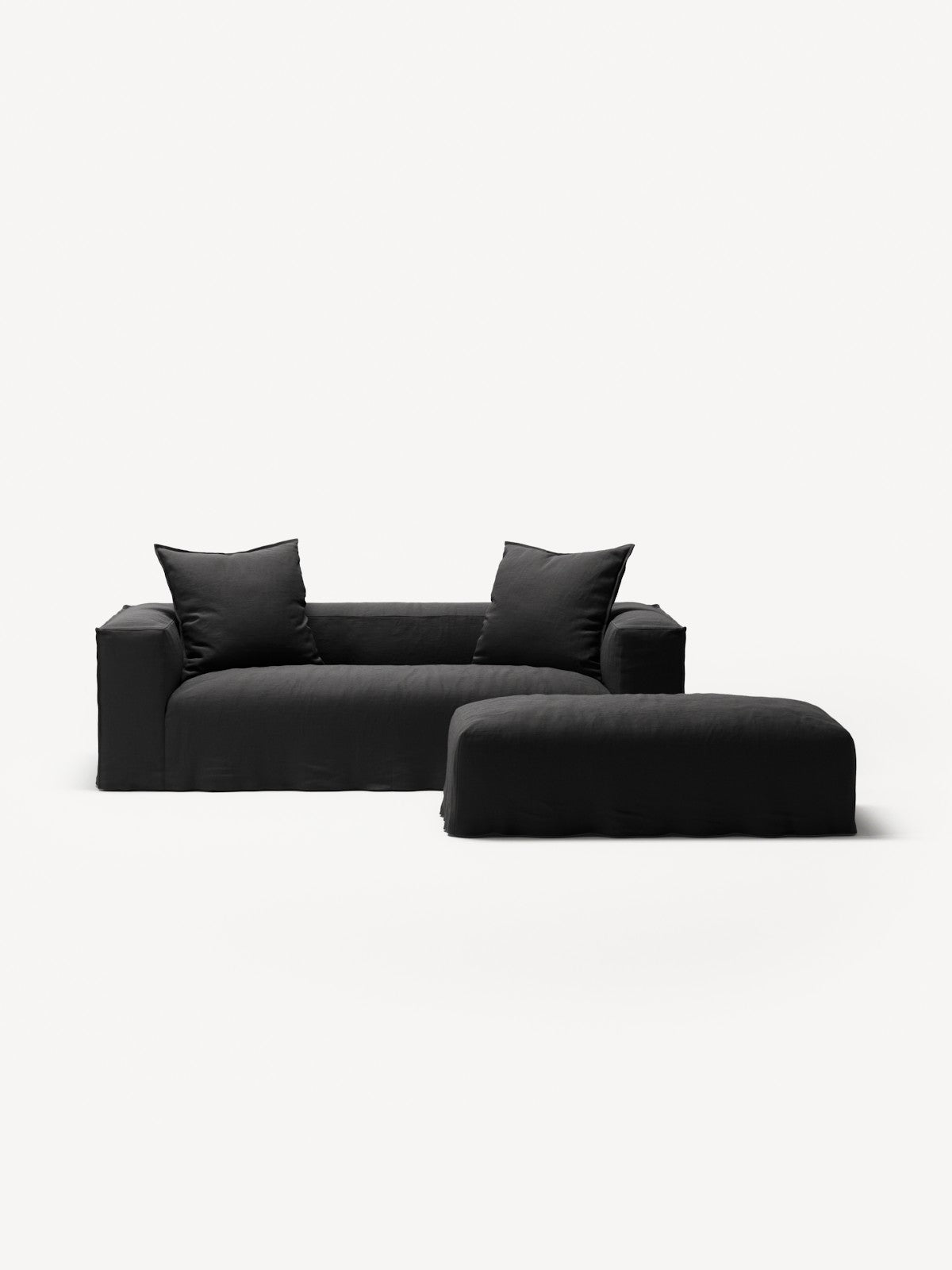NOMAD - 2 Seater with Pouf - Pure Linen Dark Charcoal