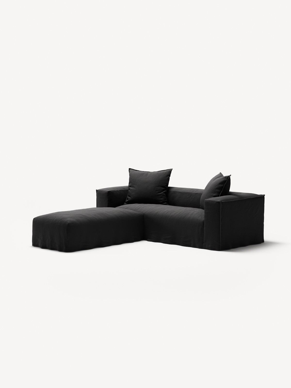 NOMAD - 2 Seater with Pouf - Pure Linen Dark Charcoal