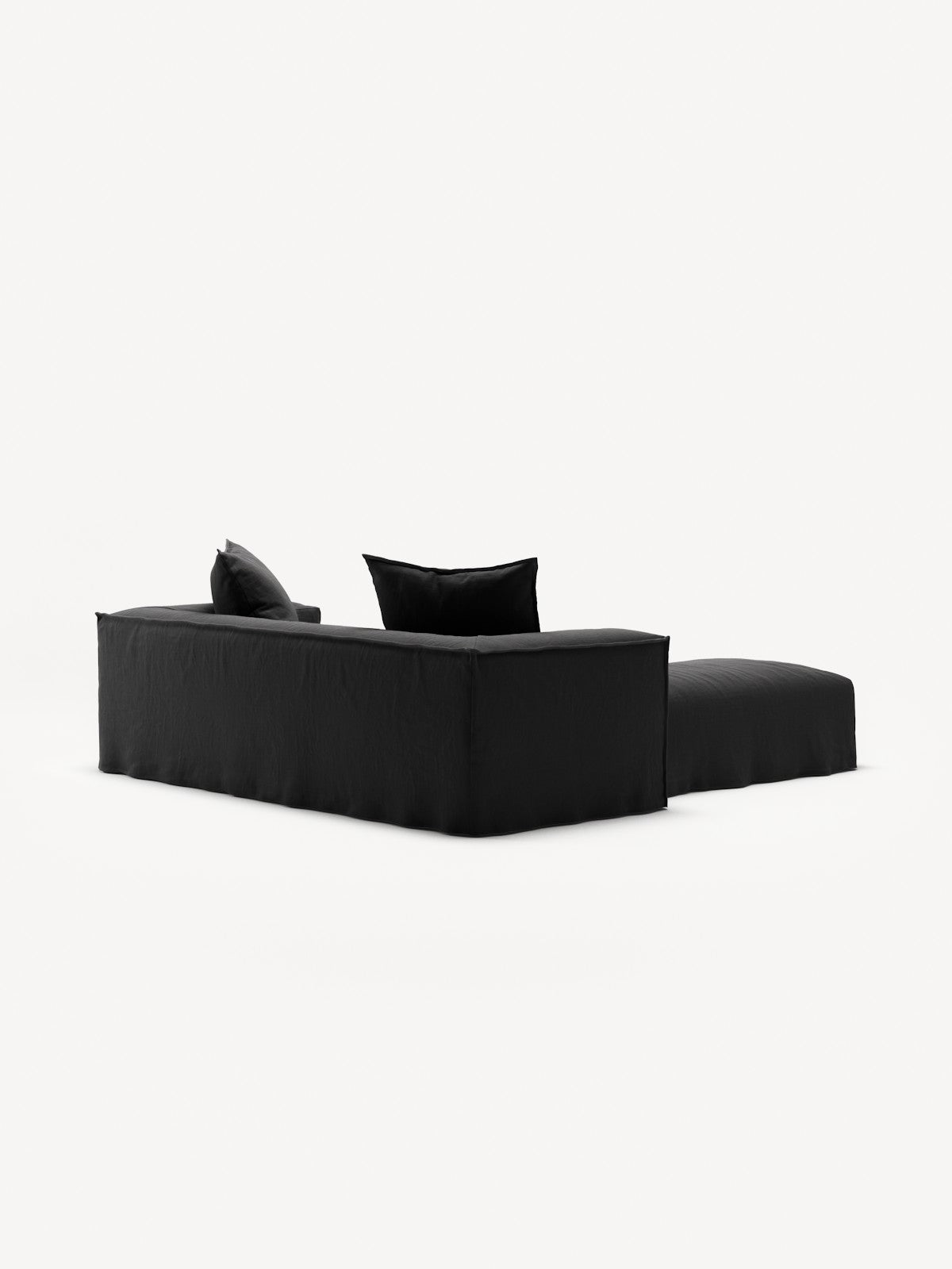 NOMAD - 2 Seater with Pouf - Pure Linen Dark Charcoal