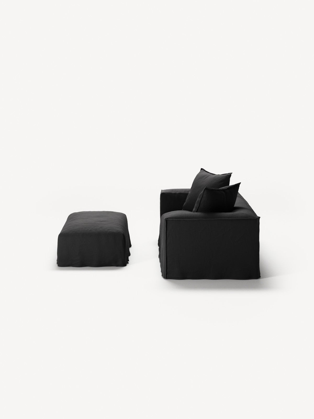 NOMAD - 2 Seater with Pouf - Pure Linen Dark Charcoal