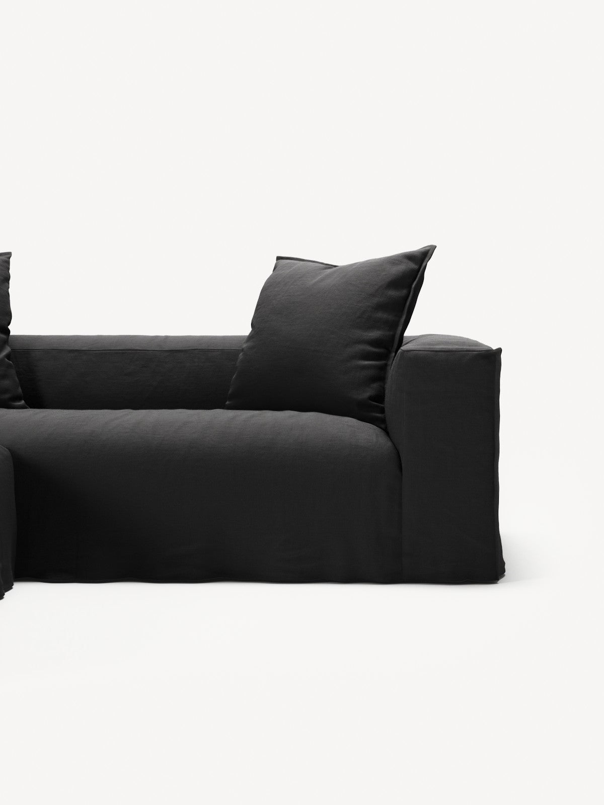 NOMAD - 2 Seater with Pouf - Pure Linen Dark Charcoal