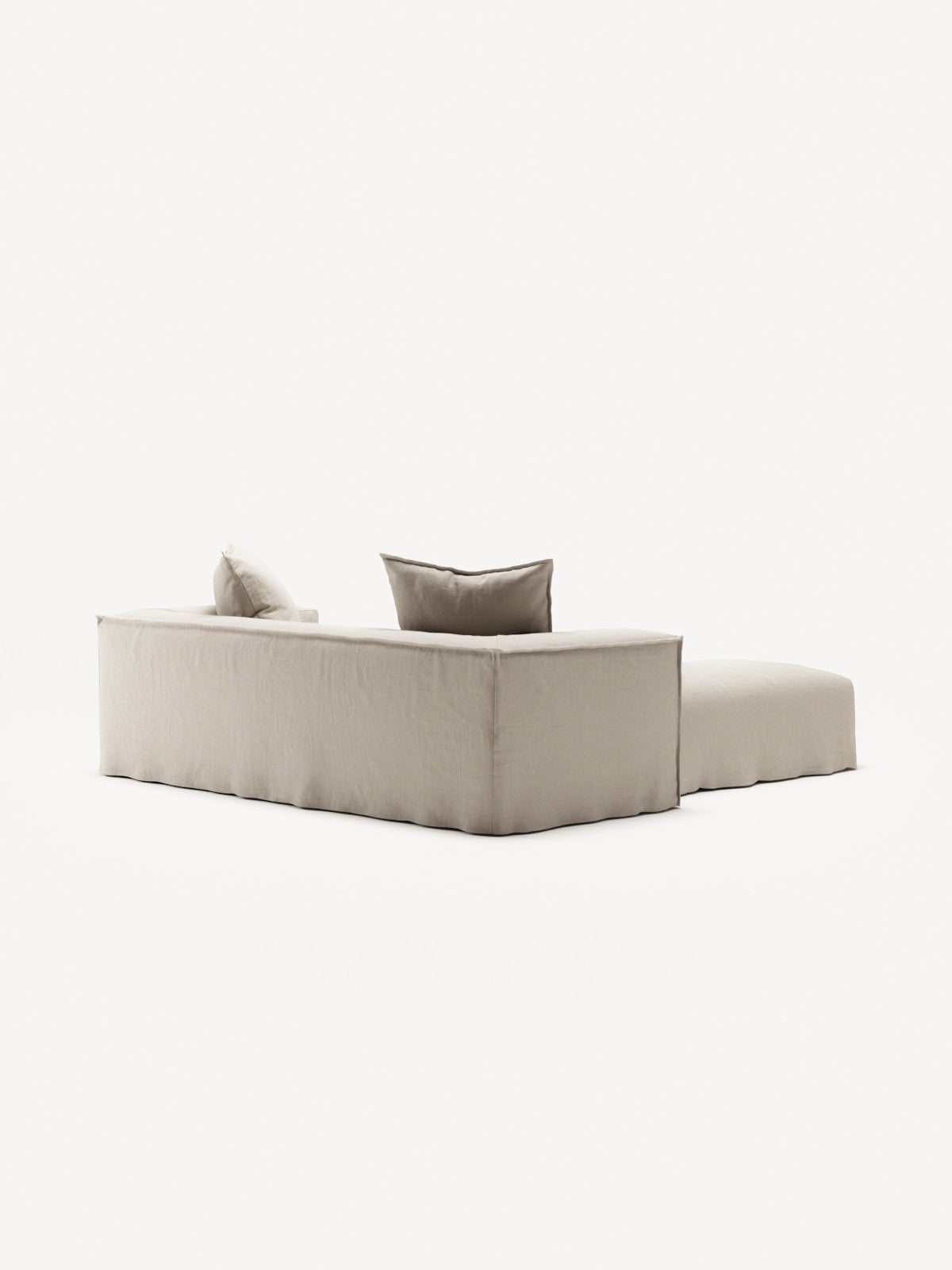 NOMAD - 2 Seater with Pouf - Pure Linen Off-White