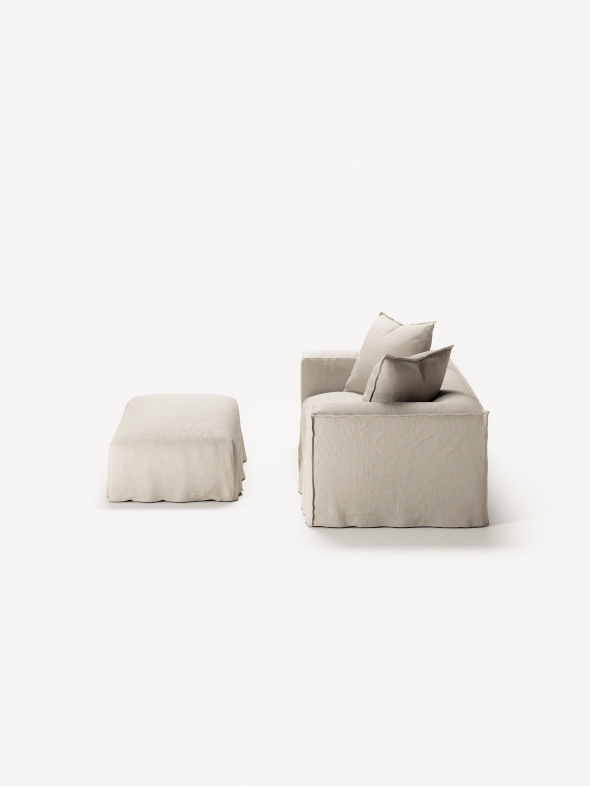 NOMAD - 2 Seater with Pouf - Pure Linen Off-White