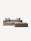 NOMAD - 2 Seater with Pouf - Pure Linen Pale Gray