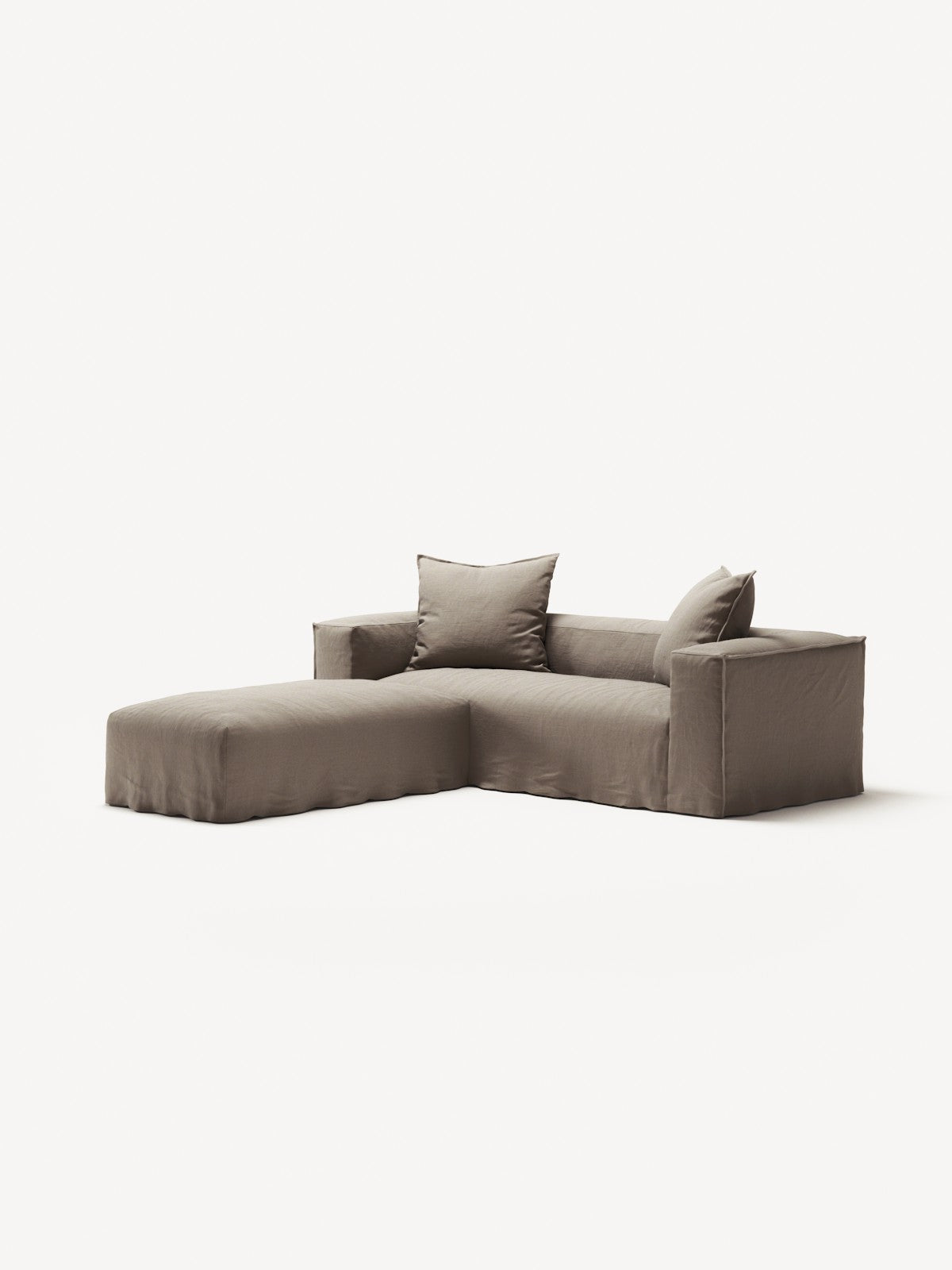 NOMAD - 2 Seater with Pouf - Pure Linen Pale Gray