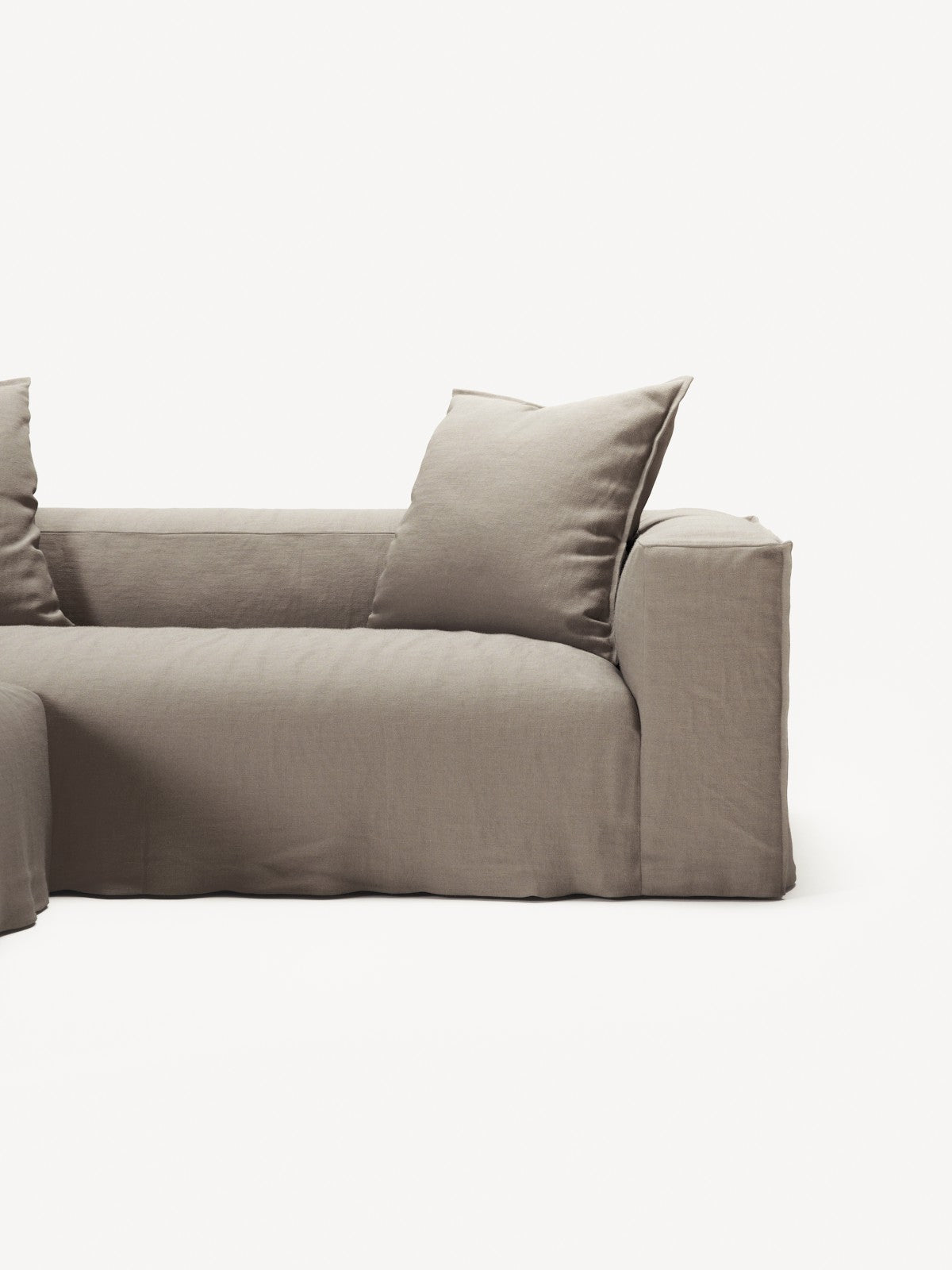 NOMAD - 2 Seater with Pouf - Pure Linen Pale Gray