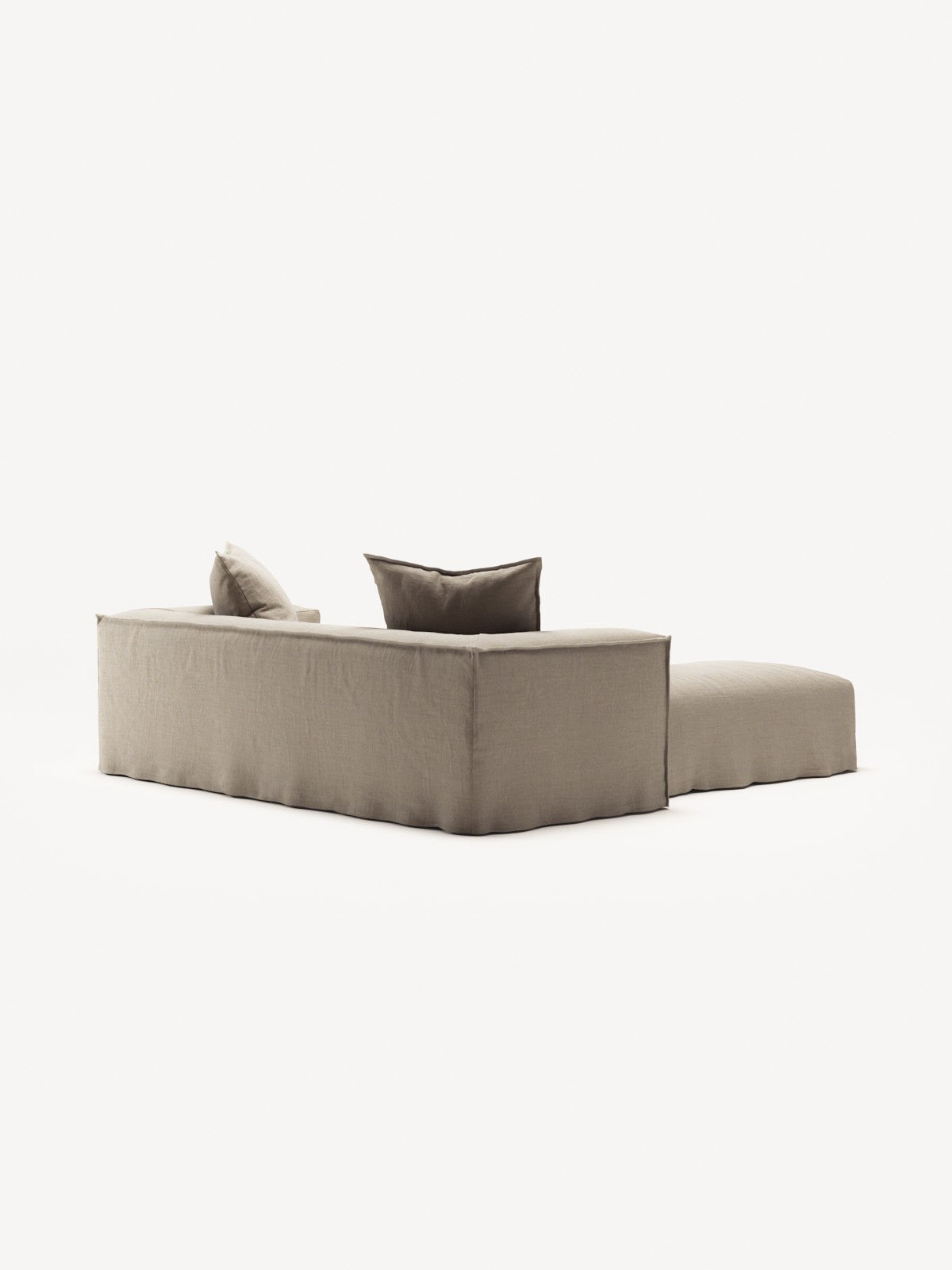 NOMAD - 2 Seater with Pouf - Pure Linen Sandy Beige