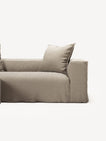 NOMAD - 2 Seater with Pouf - Pure Linen Sandy Beige