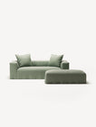 NOMAD - 2 Seater with Pouf - Pure Linen Vivid Green
