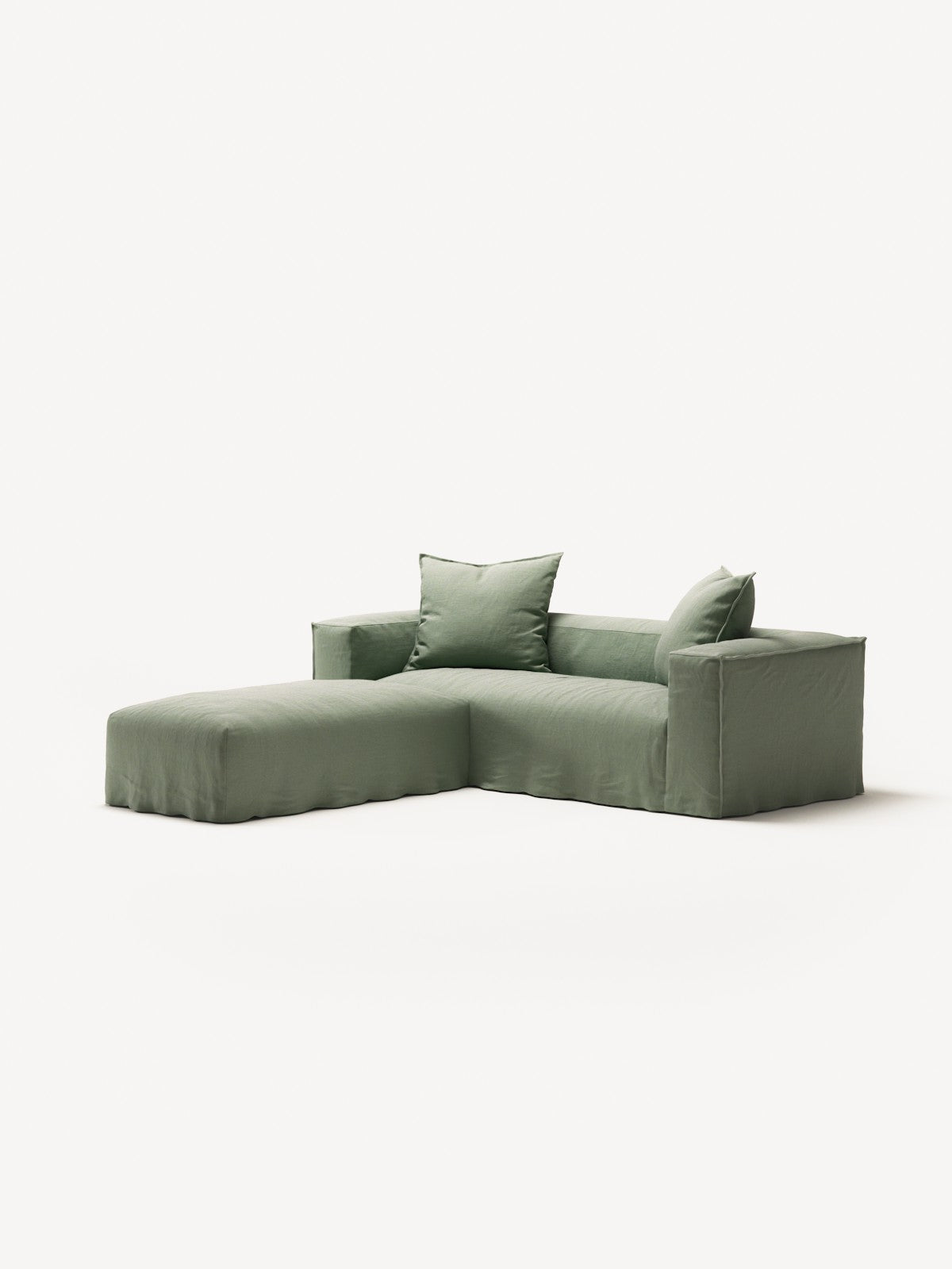 NOMAD - 2 Seater with Pouf - Pure Linen Vivid Green