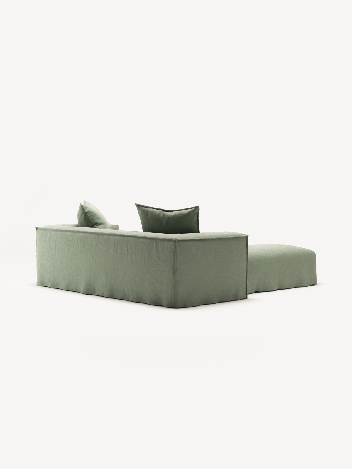 NOMAD - 2 Seater with Pouf - Pure Linen Vivid Green