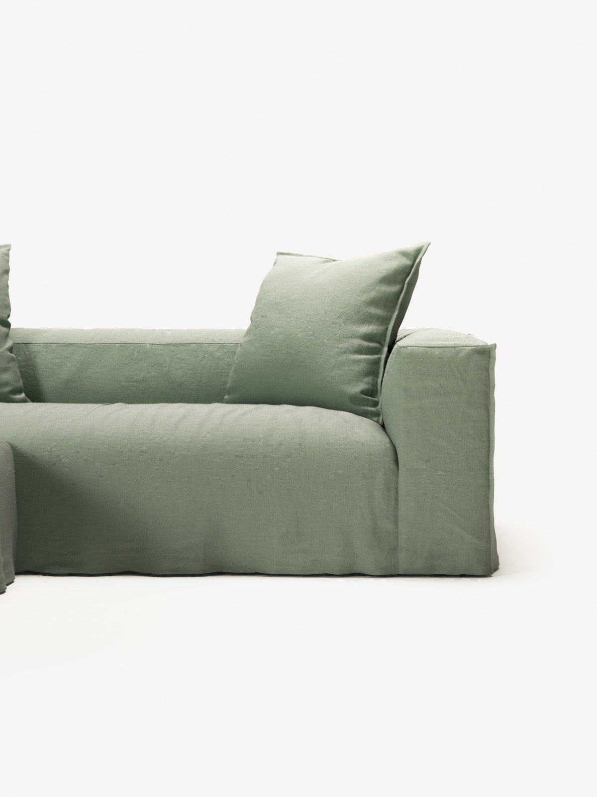 NOMAD - 2 Seater with Pouf - Pure Linen Vivid Green