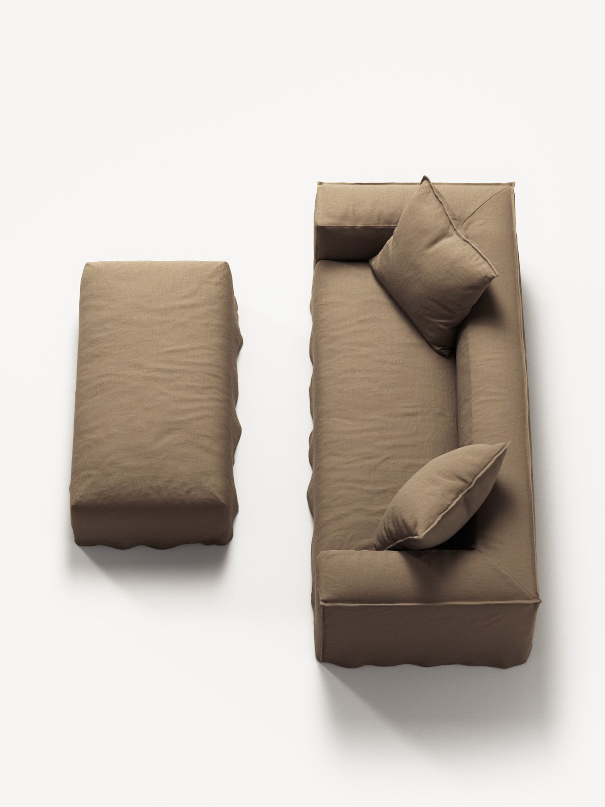 NOMAD - 2 Seater with Pouf - Pure Linen Natural