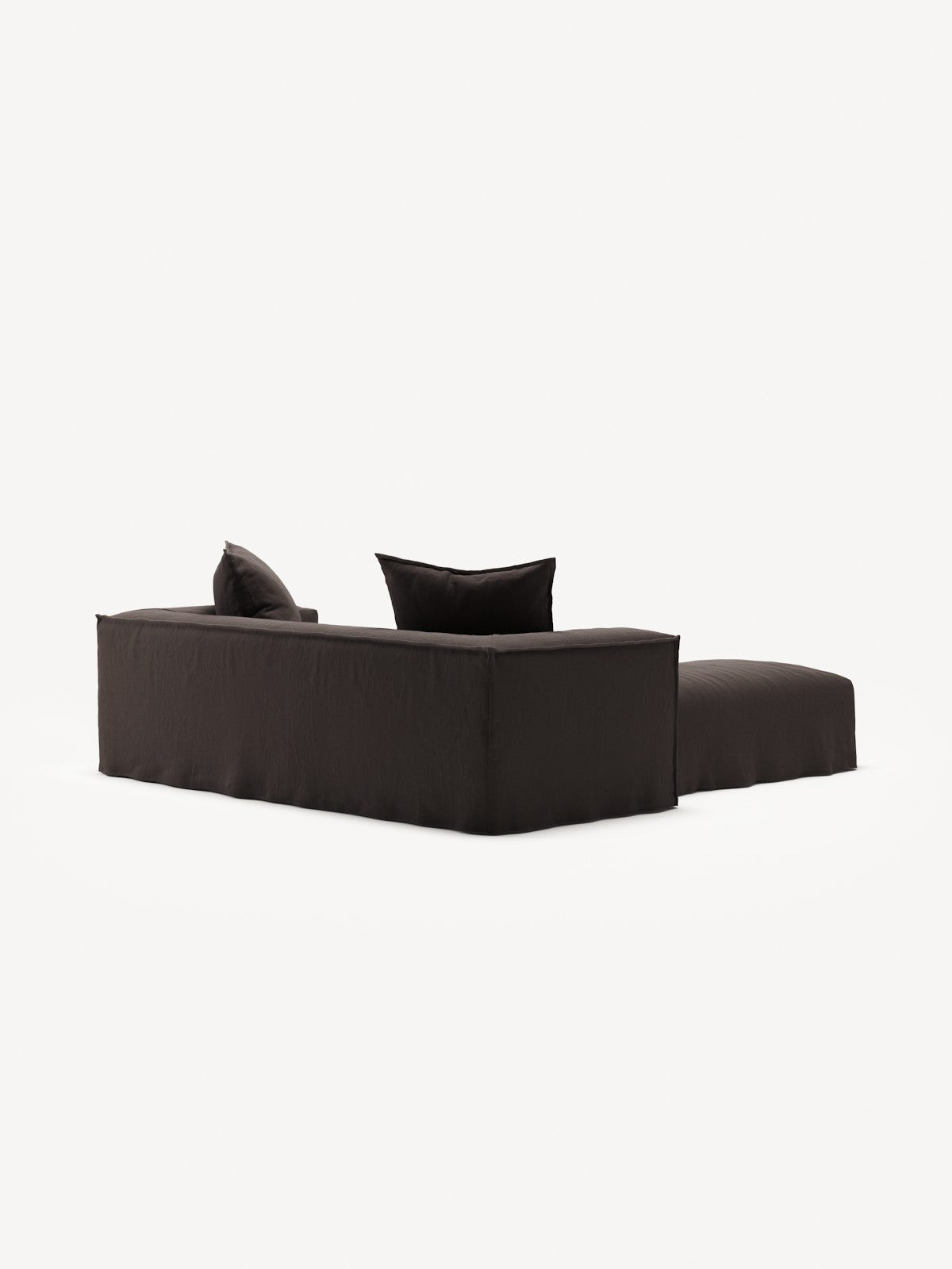 NOMAD - 2 Seater with Pouf - Pure Linen Truffle Brown