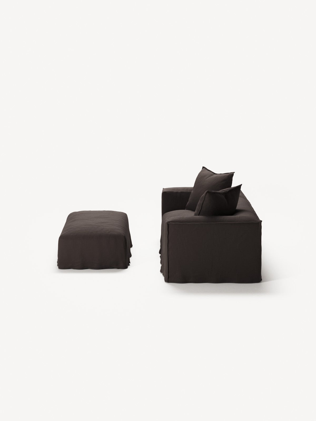 NOMAD - 2 Seater with Pouf - Pure Linen Truffle Brown