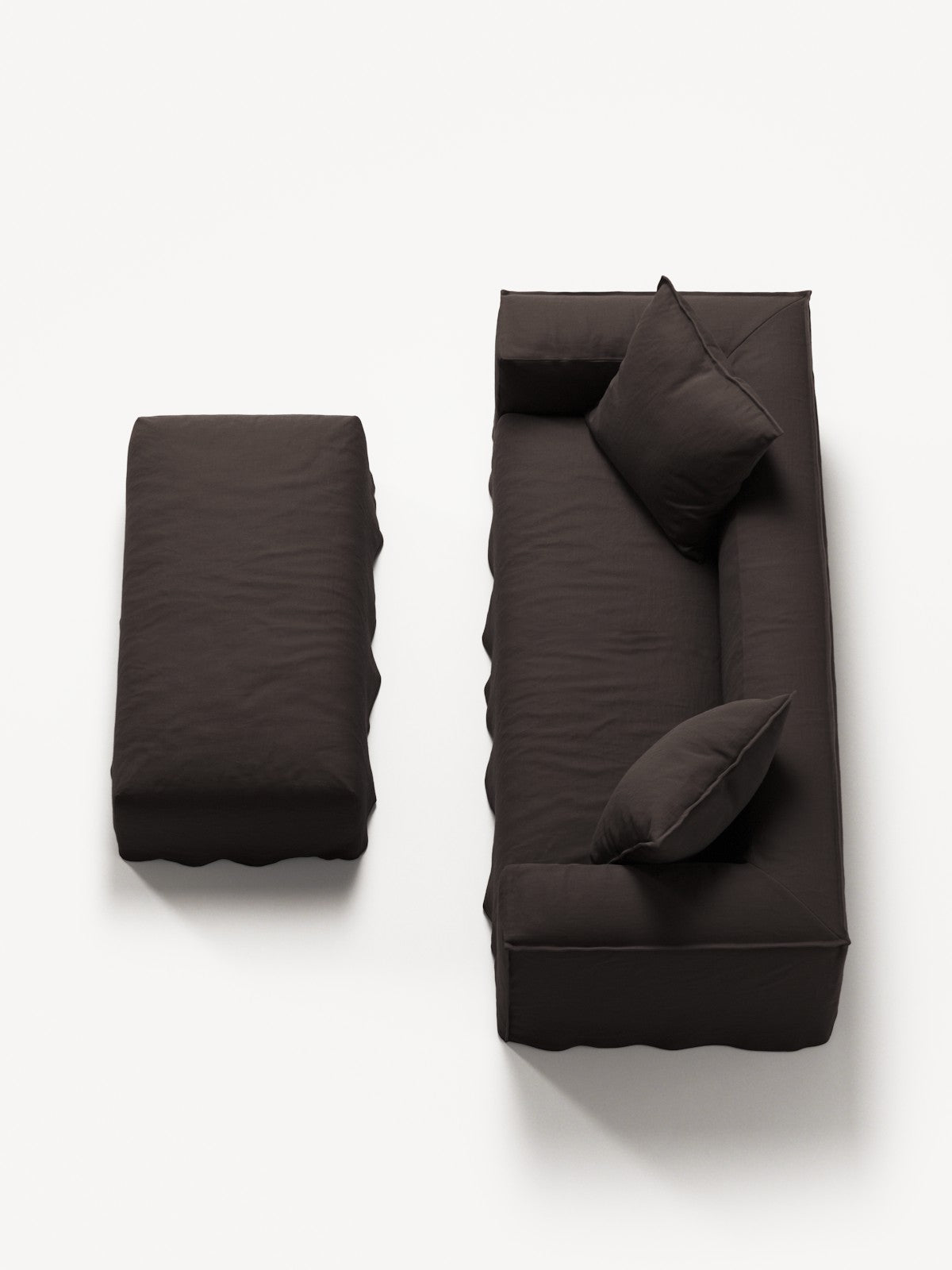 NOMAD - 2 Seater with Pouf - Pure Linen Truffle Brown