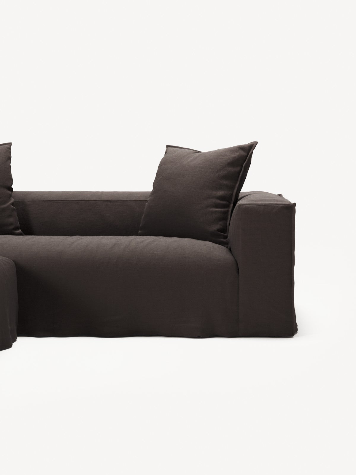 NOMAD - 2 Seater with Pouf - Pure Linen Truffle Brown