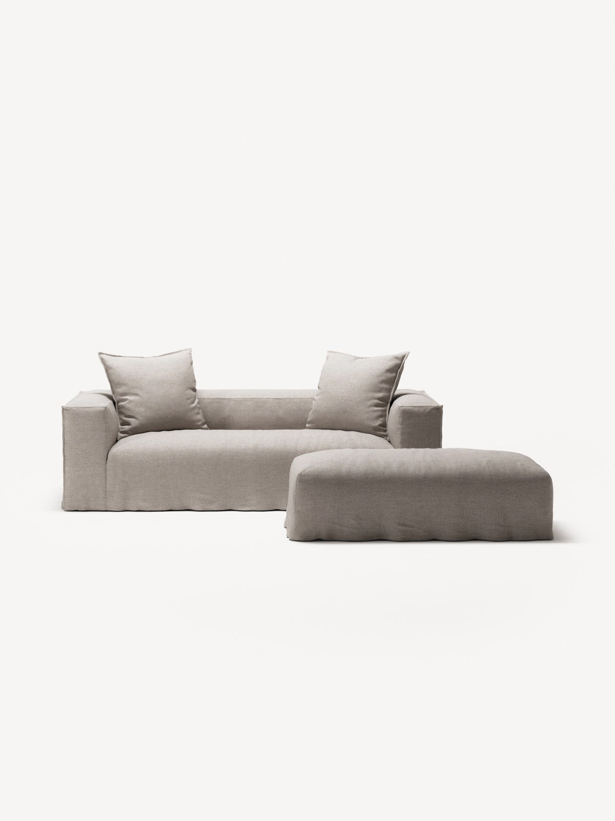 NOMAD - 2 Seater with Pouf - Textured Blend Beige