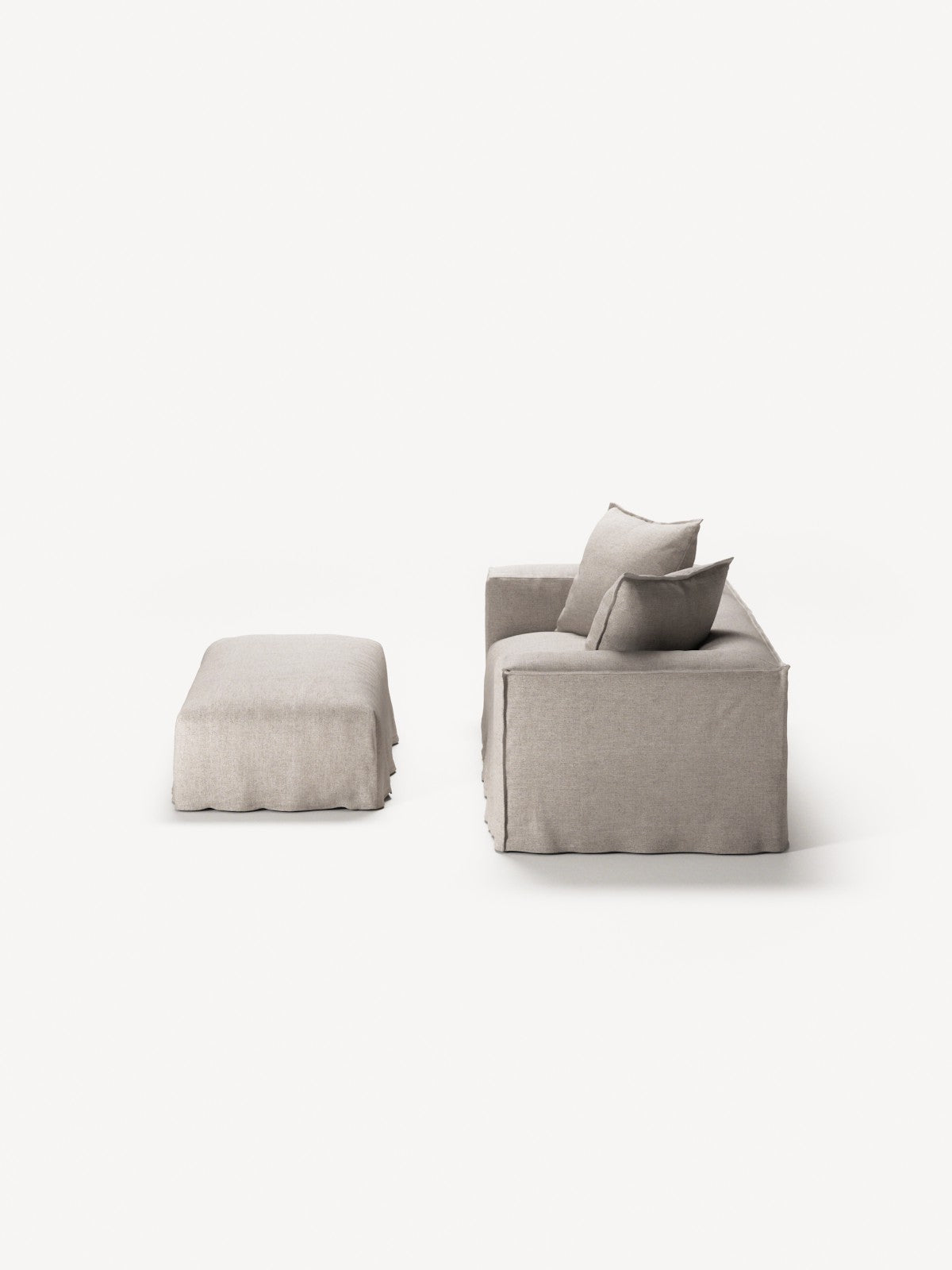 NOMAD - 2 Seater with Pouf - Textured Blend Beige