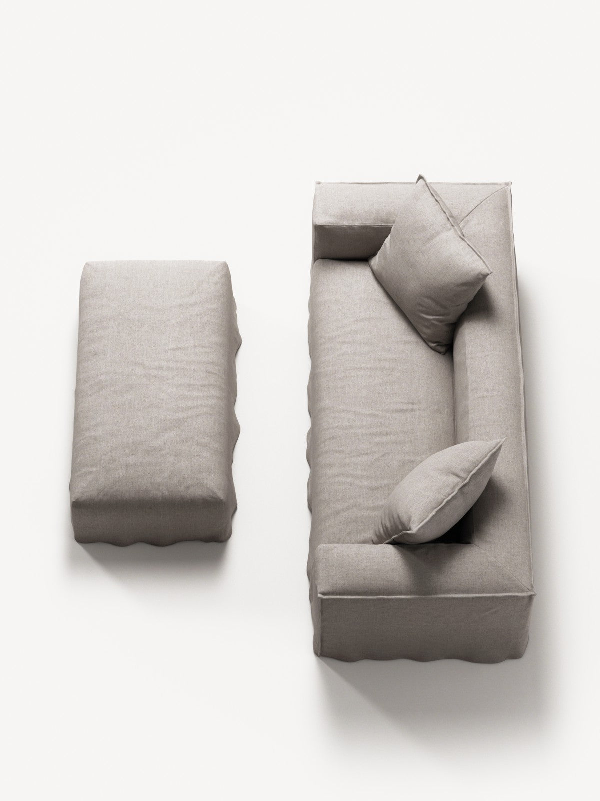 NOMAD - 2 Seater with Pouf - Textured Blend Beige