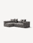 NOMAD - 3 Seater with Chaise Lounge - Left - Chenille Jacquard Zebra Black White