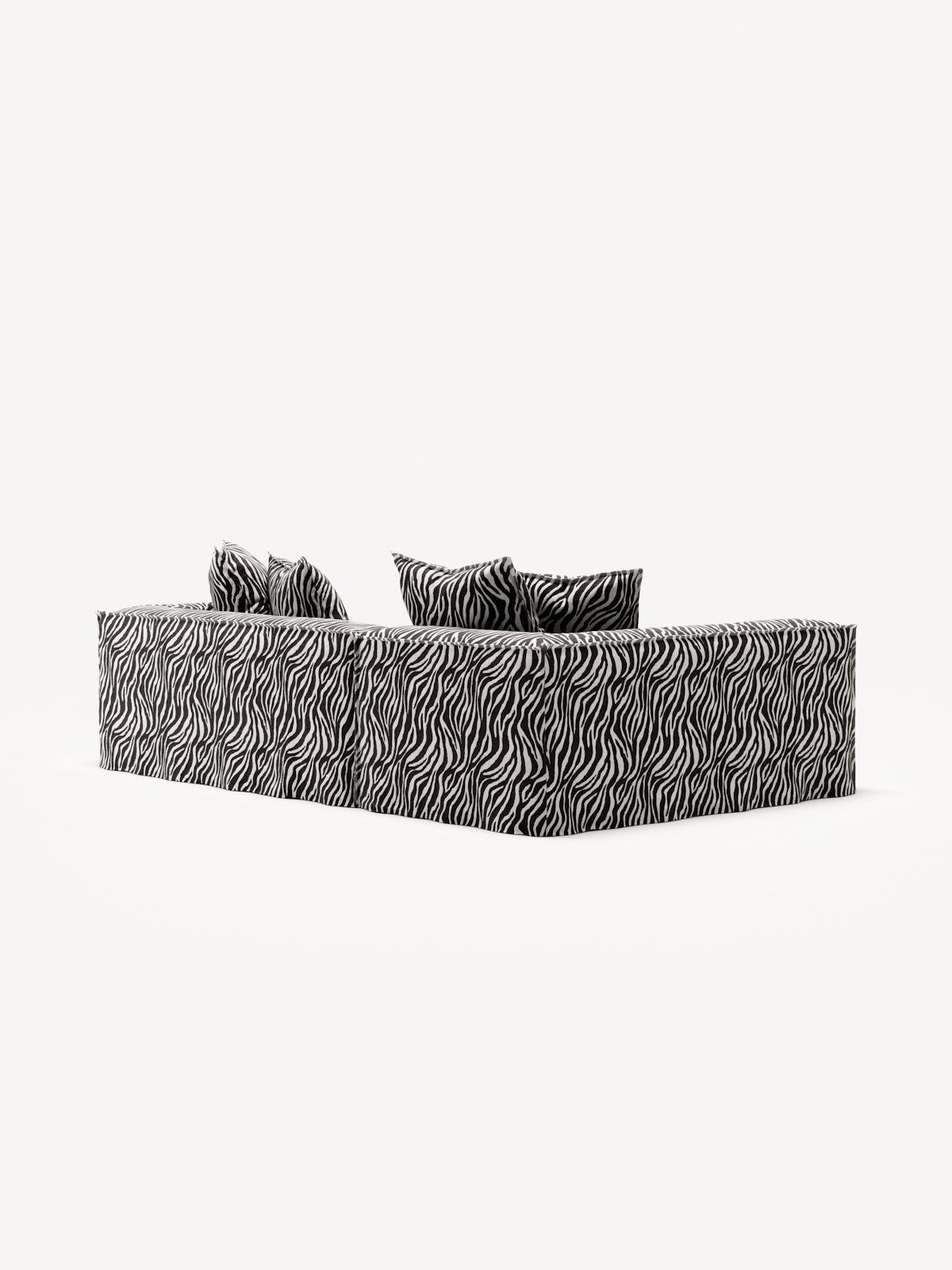 NOMAD - 3 Seater with Chaise Lounge - Left - Chenille Jacquard Zebra Black White