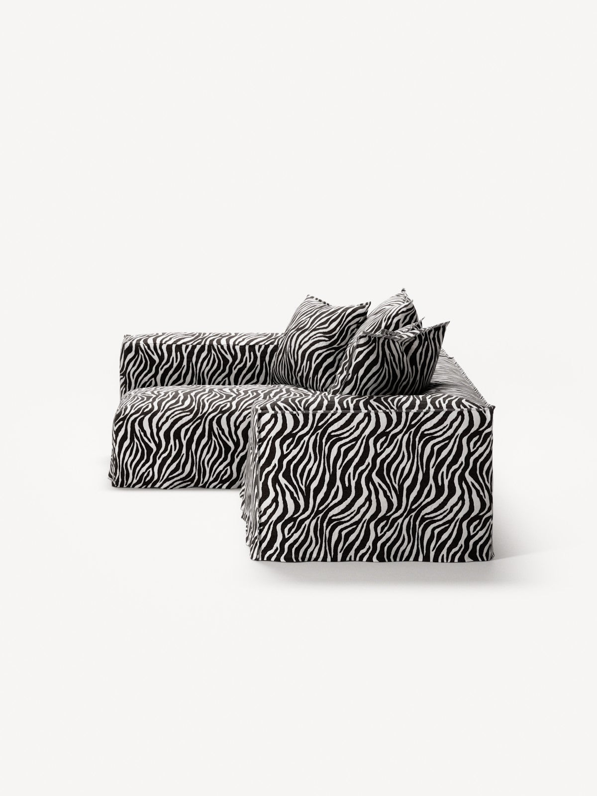 NOMAD - 3 Seater with Chaise Lounge - Left - Chenille Jacquard Zebra Black White
