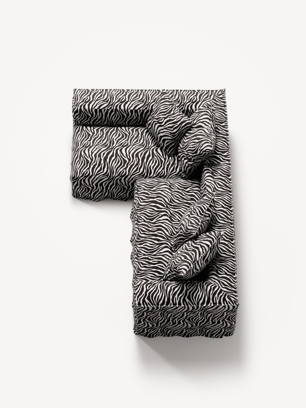 NOMAD - 3 Seater with Chaise Lounge - Left - Chenille Jacquard Zebra Black White