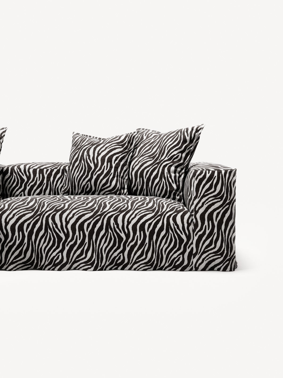 NOMAD - 3 Seater with Chaise Lounge - Left - Chenille Jacquard Zebra Black White