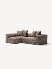 NOMAD - 3 Seater with Chaise Lounge - Left - Chenille Jacquard Zebra Brown White