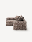 NOMAD - 3 Seater with Chaise Lounge - Left - Chenille Jacquard Zebra Brown White