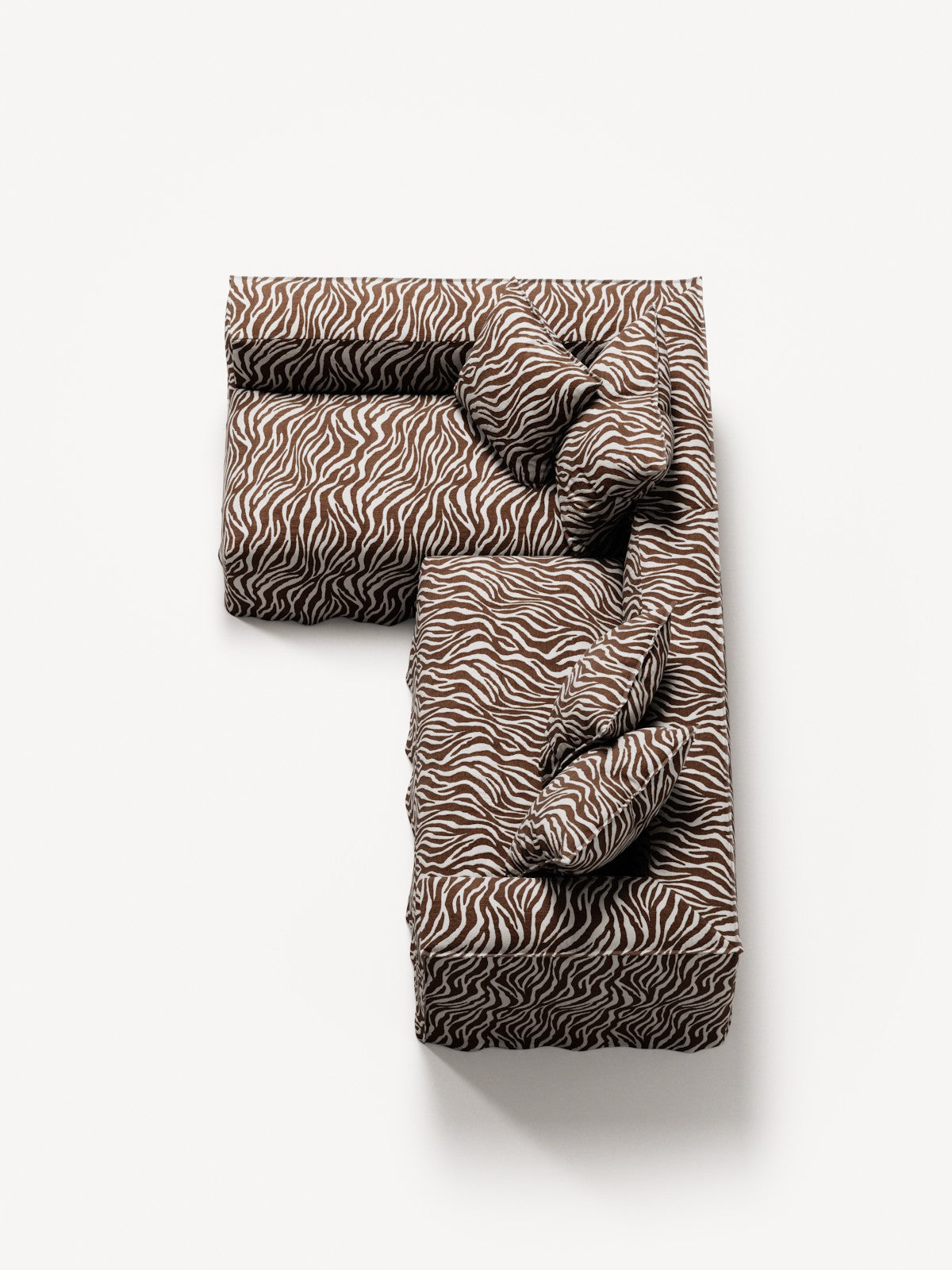 NOMAD - 3 Seater with Chaise Lounge - Left - Chenille Jacquard Zebra Brown White