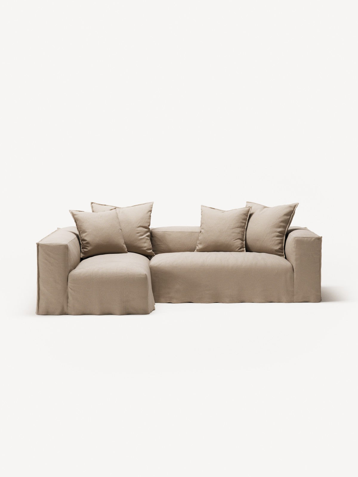 NOMAD - 3 Seater with Chaise Lounge - Left - Brushed Cotton Sandy Beige