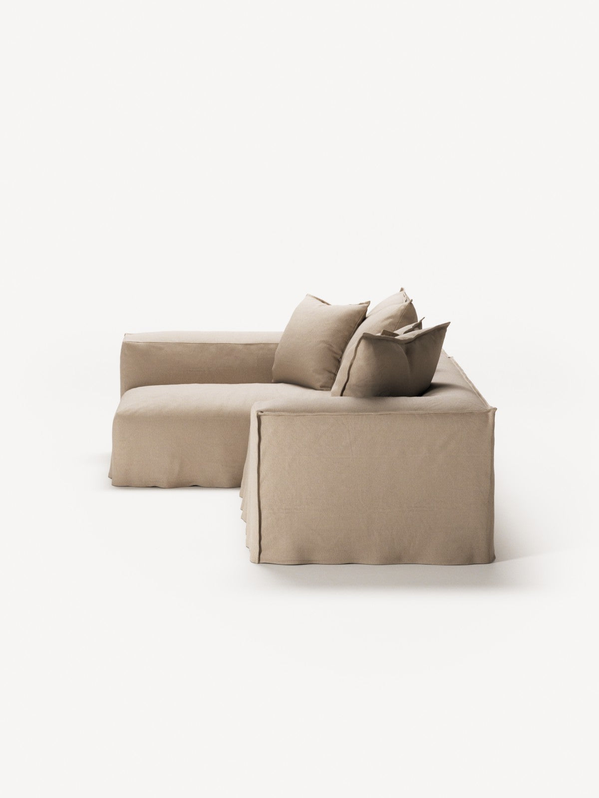 NOMAD - 3 Seater with Chaise Lounge - Left - Brushed Cotton Sandy Beige