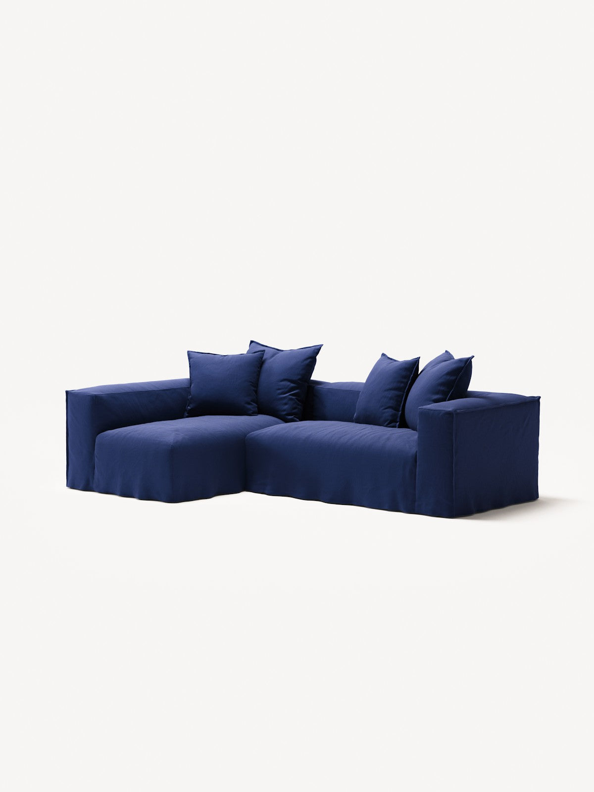 NOMAD - 3 Seater with Chaise Lounge - Left - Brushed Cotton Dark Blue