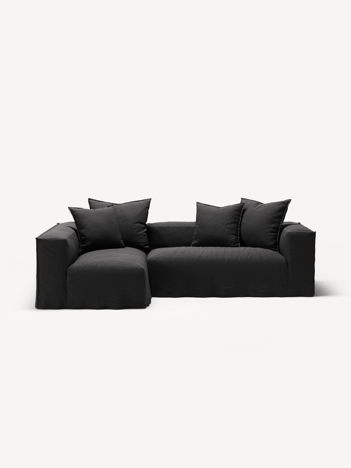 NOMAD - 3 Seater with Chaise Lounge - Left - Pure Linen Dark Charcoal