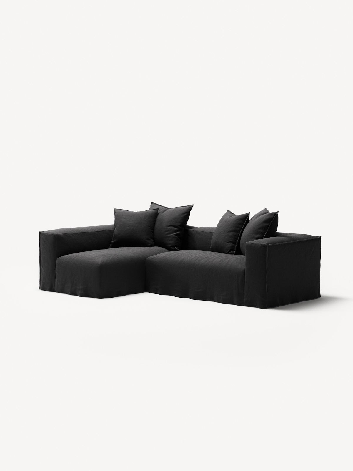 NOMAD - 3 Seater with Chaise Lounge - Left - Pure Linen Dark Charcoal