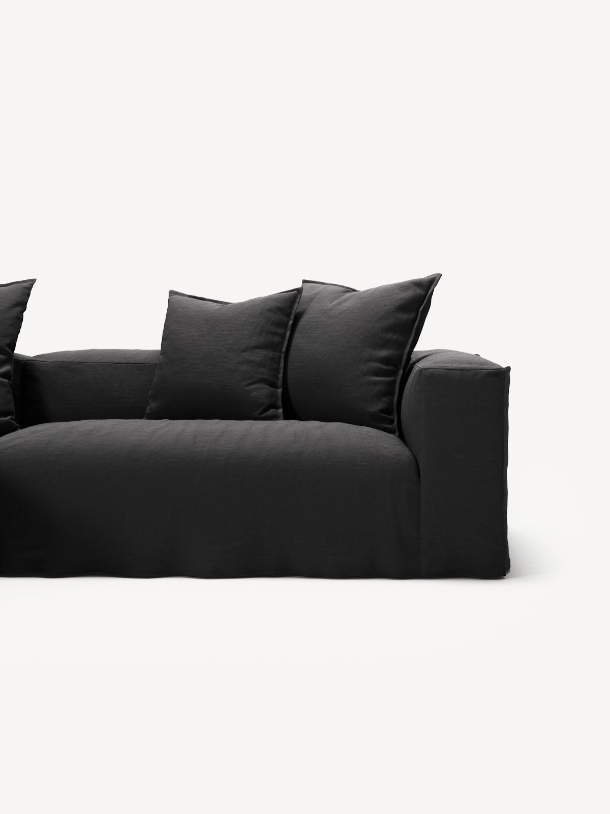 NOMAD - 3 Seater with Chaise Lounge - Left - Pure Linen Dark Charcoal