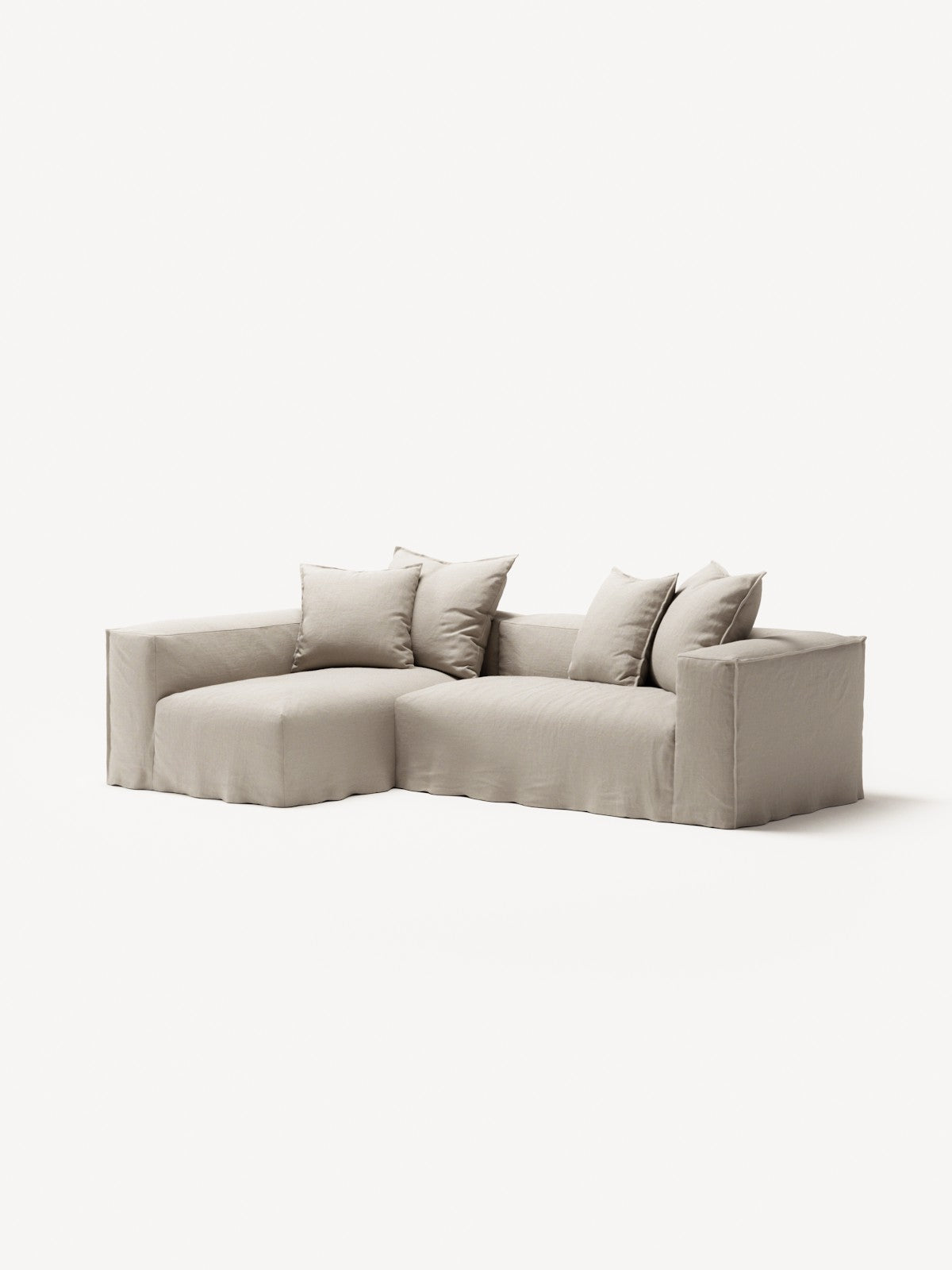 NOMAD - 3 Seater with Chaise Lounge - Left - Pure Linen Off-White
