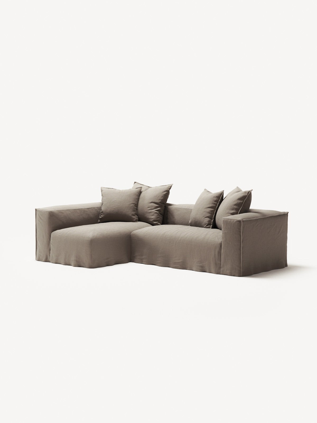NOMAD - 3 Seater with Chaise Lounge - Left - Pure Linen Pale Gray