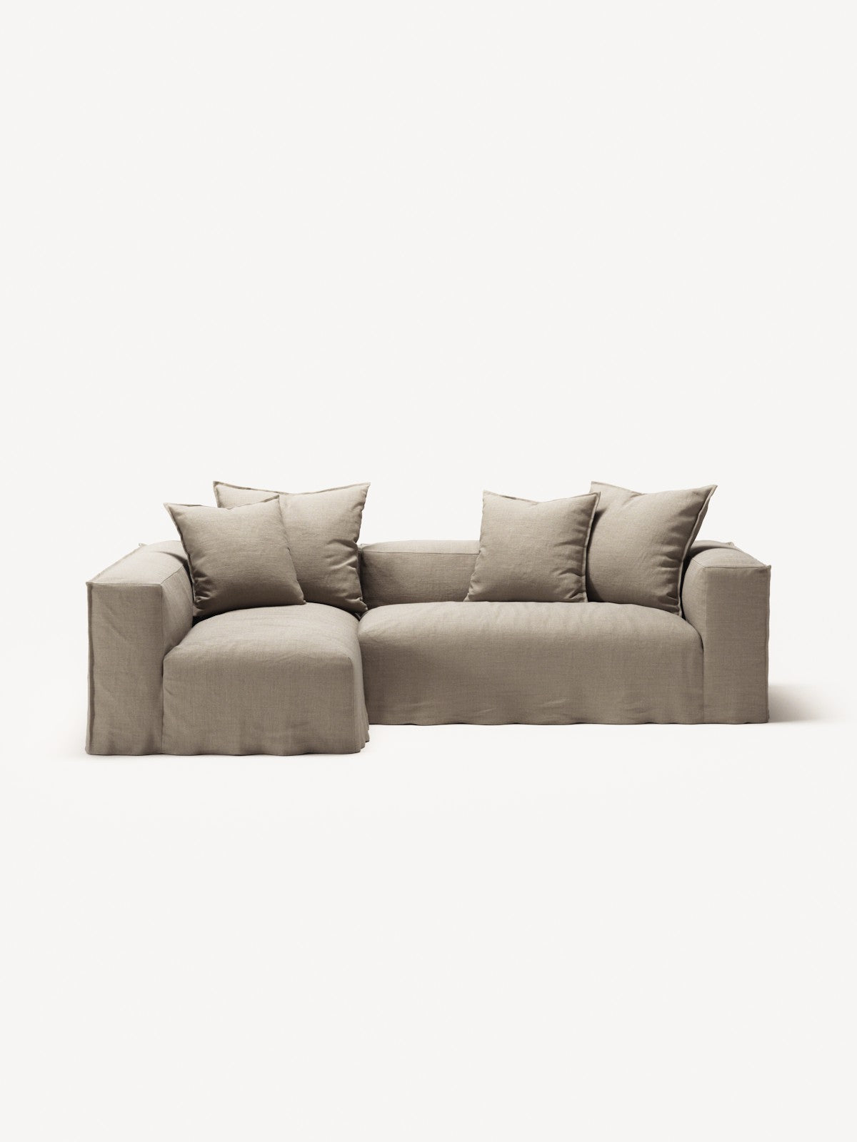 NOMAD - 3 Seater with Chaise Lounge - Left - Pure Linen Sandy Beige