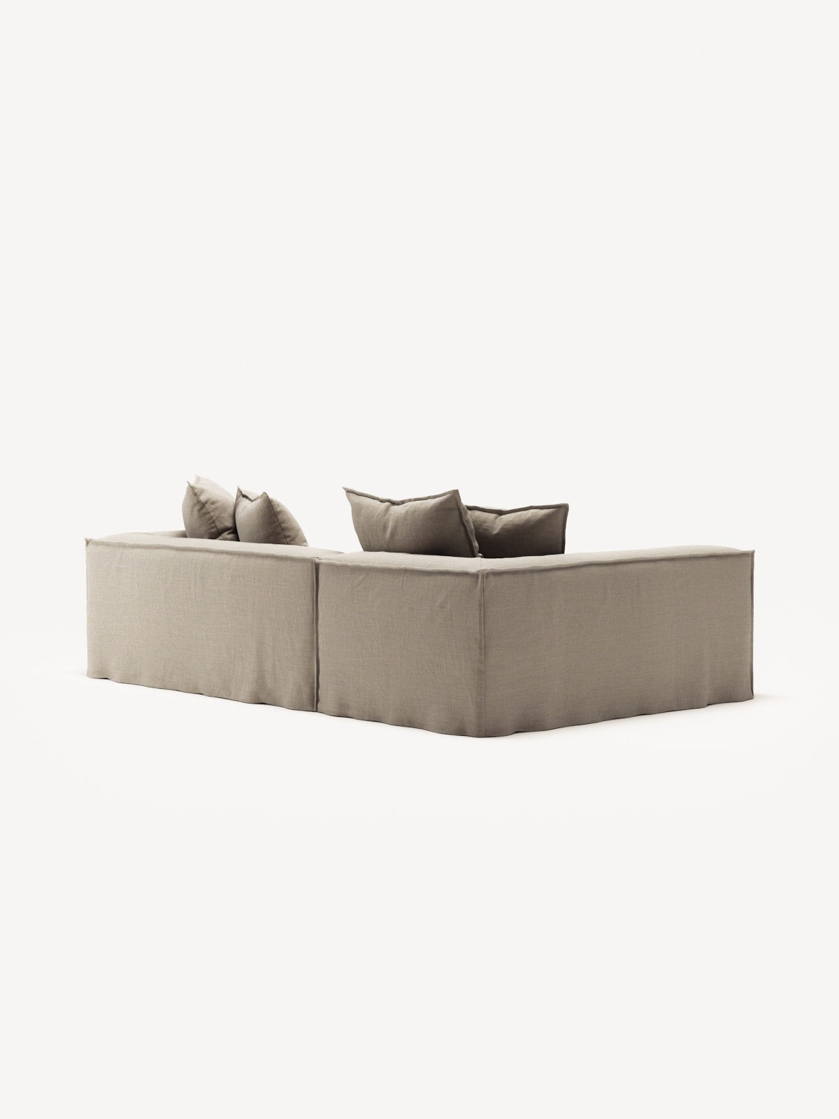 NOMAD - 3 Seater with Chaise Lounge - Left - Pure Linen Sandy Beige