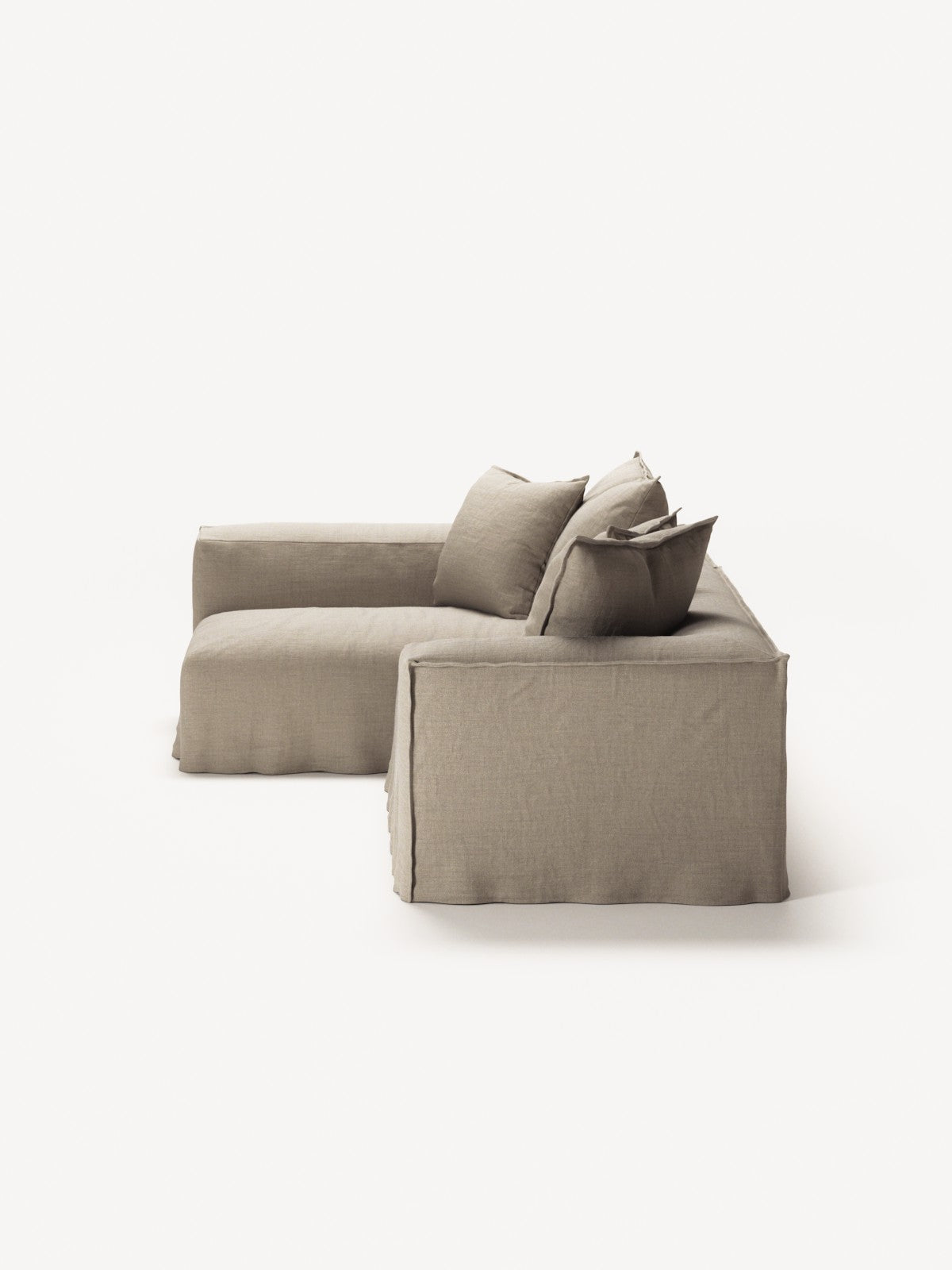 NOMAD - 3 Seater with Chaise Lounge - Left - Pure Linen Sandy Beige