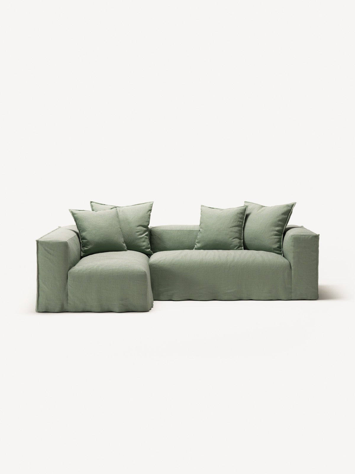 NOMAD - 3 Seater with Chaise Lounge - Left - Pure Linen Vivid Green
