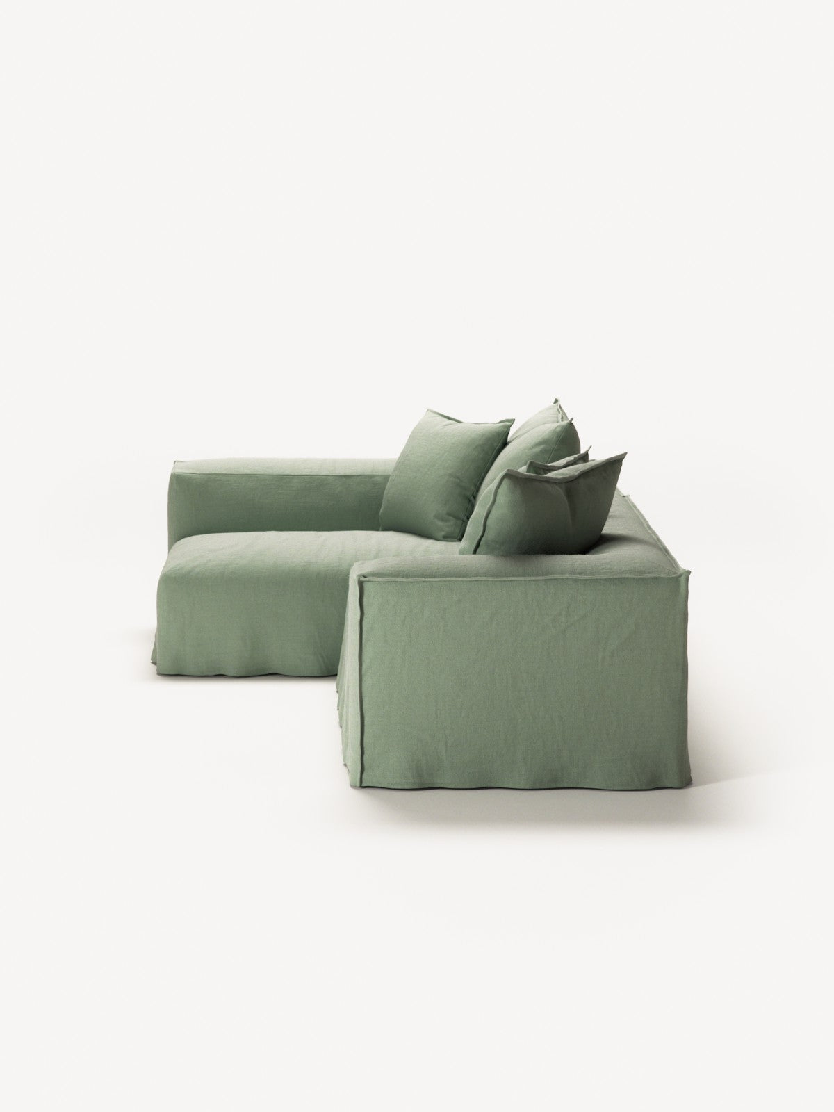 NOMAD - 3 Seater with Chaise Lounge - Left - Pure Linen Vivid Green