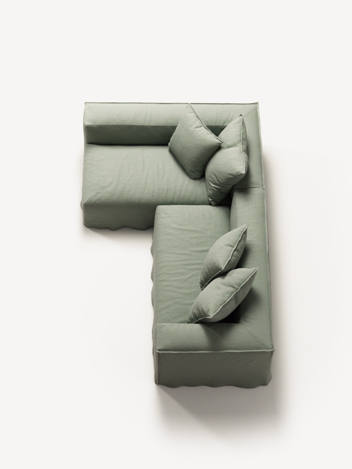NOMAD - 3 Seater with Chaise Lounge - Left - Pure Linen Vivid Green